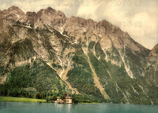 St. Bartholomae with Watzmann at the Koenigssee in Bavaria