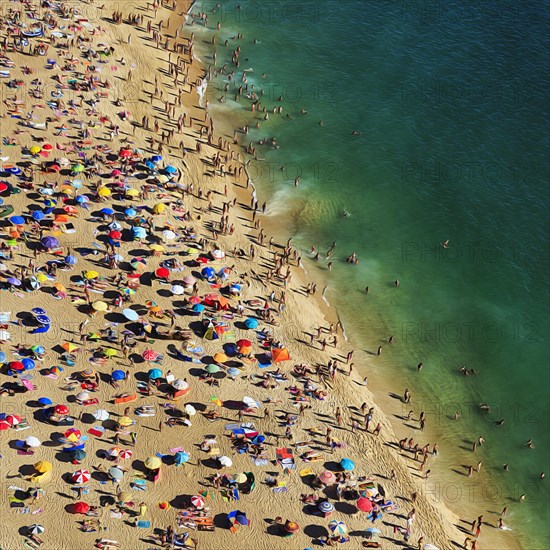 View from above of anonymous crowd