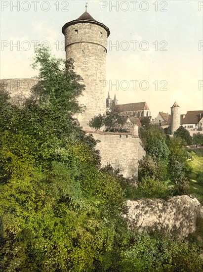 Town tower in Rothenburg ob der Tauber in Bavaria
