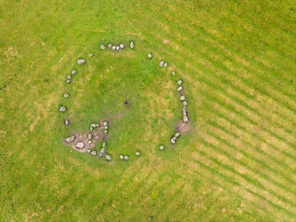 Top Down over Castlerigg Stone Circle from a drone