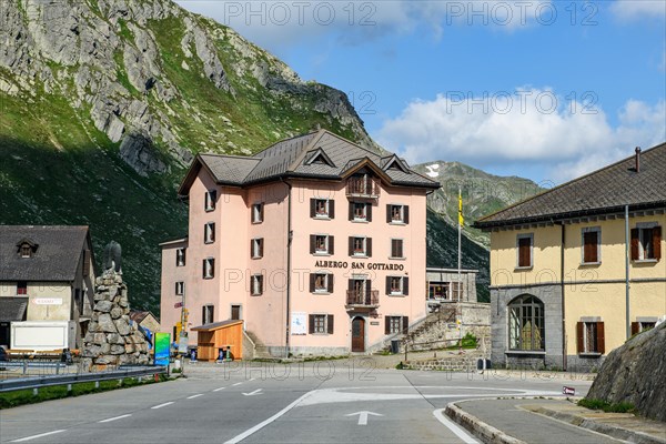 View of the Albergo San Gottardo hotel hostel at 2091 metres above sea level on the Gotthard Pass