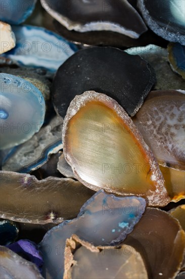 A cross section of Agate gemstone as natural mineral rock