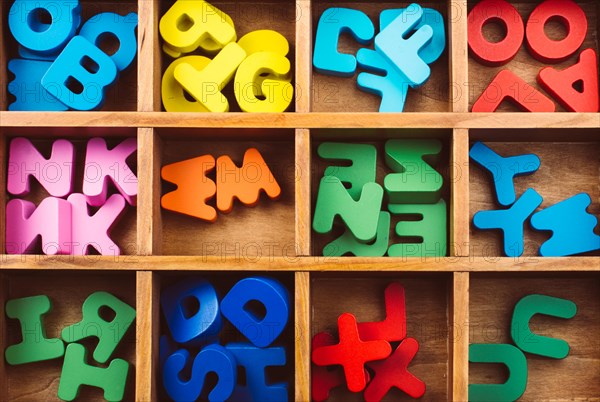 Colorful Letters of Alphabet made of wood