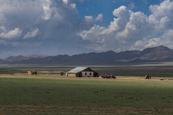 Farm in the steppe beyond the Kolsay Lakes National Park