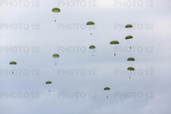 German Armed Forces parachutists during an exercise over Lake Constance