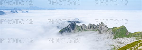 Mountain peak above the sea of clouds on Saentis