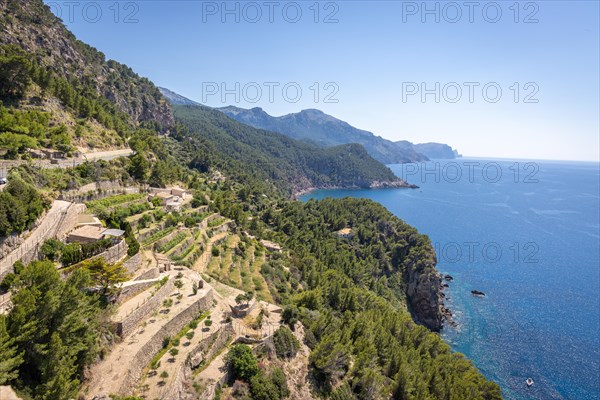 Panoramic view of the cliffs of Majorca from the Torre del Verger watchtower