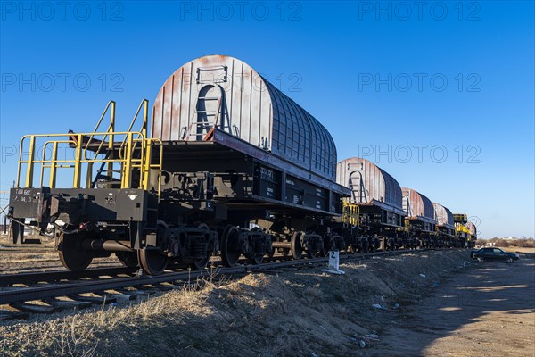 Nuclear waste containers on a train waggon