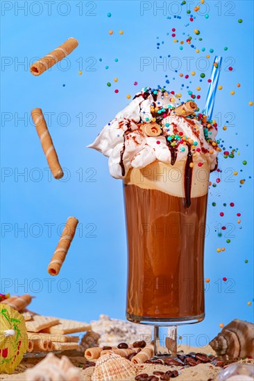 Iced coffee with whipped cream