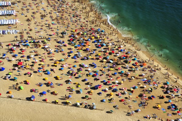 View from above of anonymous crowd