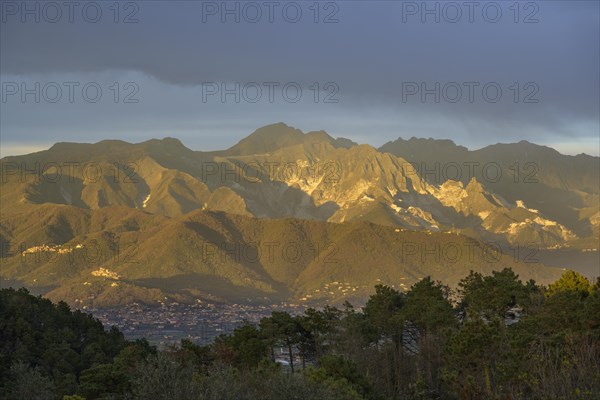 Mountains with marble quarries in the evening light