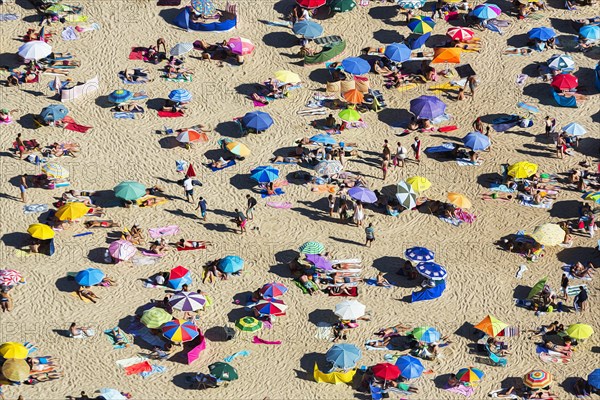 View from above of anonymous crowd