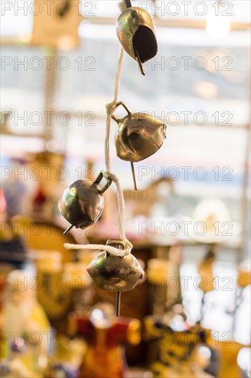 Antique old style retro metal bell in view