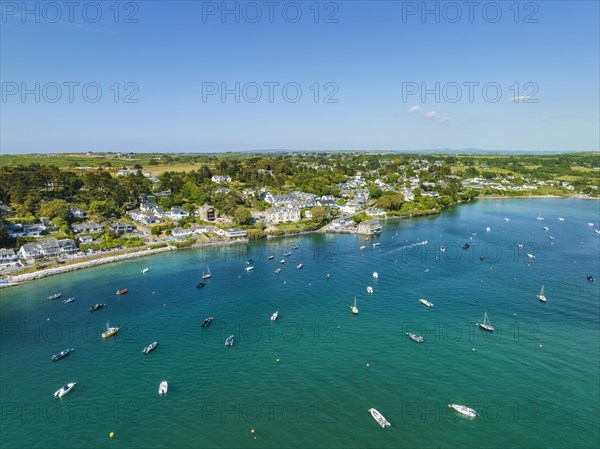 Aerial view of the harbour village of Rock on the River Camel