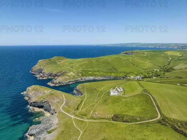 Aerial view of the hamlet of Port Quin near Port Isaac
