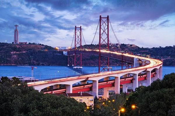 View of Lisbon view from Miradouro do Bairro do Alvito viewpoint of Tagus river