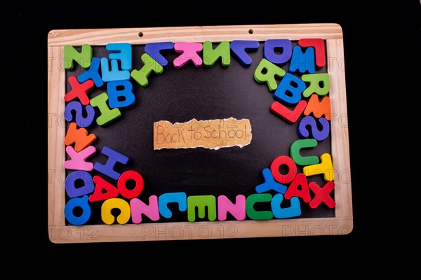 Back to school andColorful Letters of Alphabet made of wood