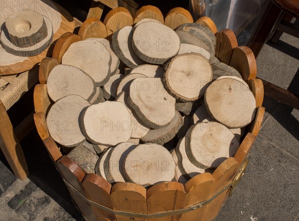 Small piece of cut wood logs used for wood texture background