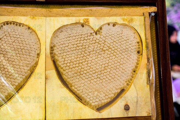 Sweet fresh honey in the sealed comb frame