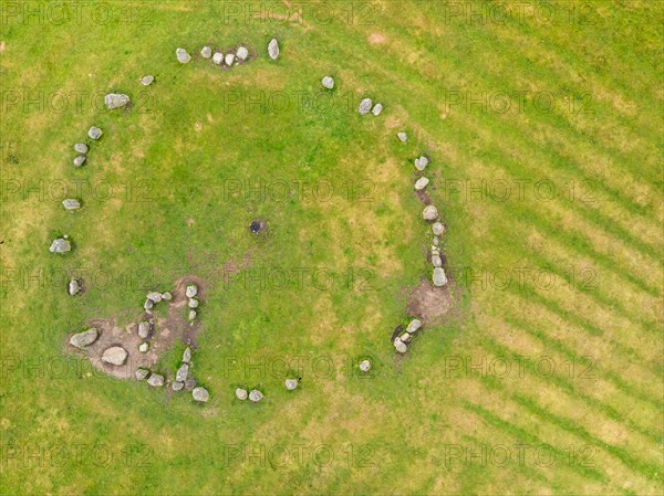 Top Down over Castlerigg Stone Circle from a drone