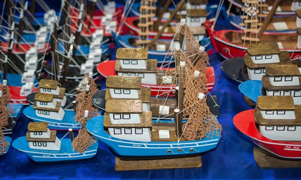 Set of mini size colorful model boats