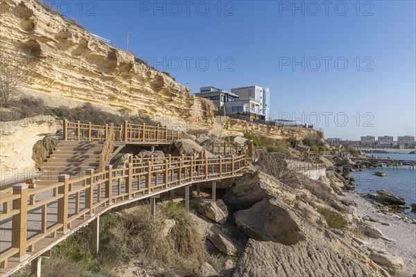 Aktau sandstone cliffs and promenade