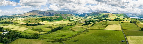 Panorama over Derwent Water from a drone