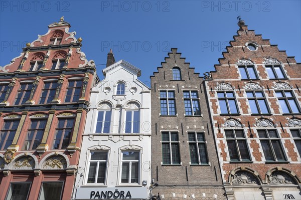 Historic townhouses with stepped gables in the old town of Bruges