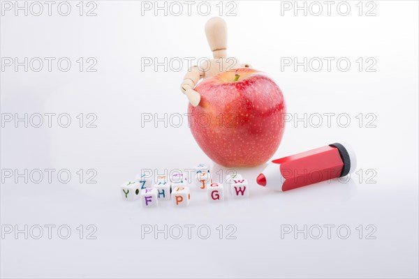 Back to school theme with a red apple