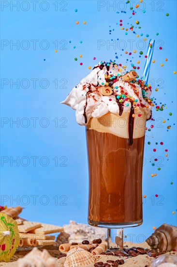 Iced coffee with whipped cream