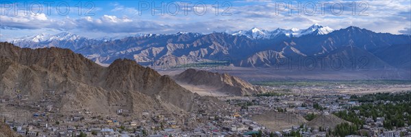 Panorama from Tsenmo Hill over Leh and the Indus Valley