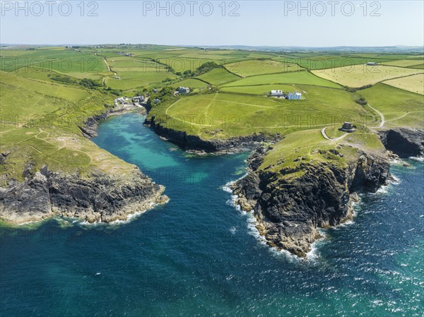 Aerial view of the hamlet of Port Quin near Port Isaac