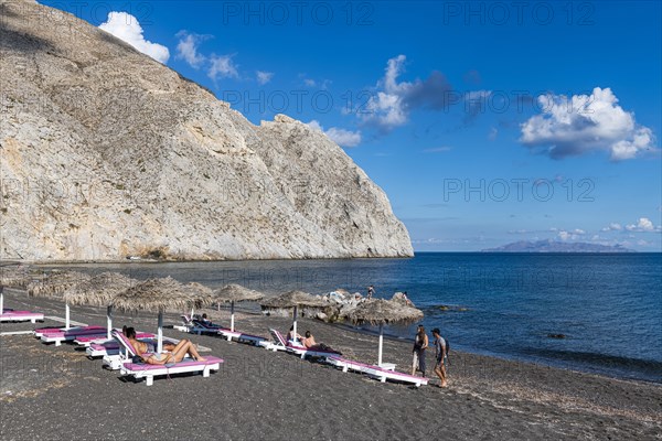 Black lava beach in Perissa