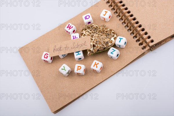 Back to school theme with colorful letter cubes