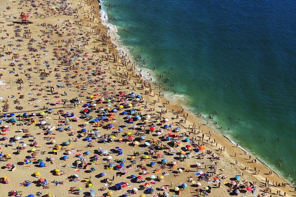 View from above of anonymous crowd