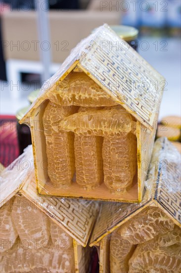 Sweet fresh honey in the sealed comb frame