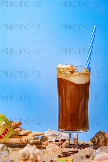 Iced coffee with straw