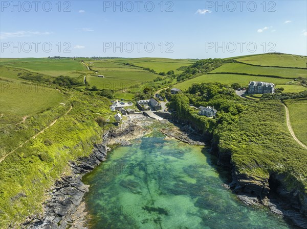 Aerial view of the hamlet of Port Quin near Port Isaac