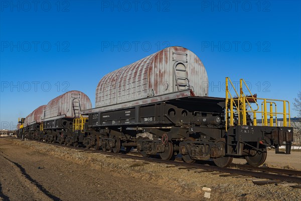 Nuclear waste containers on a train waggon