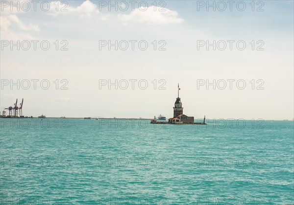 Maidens Tower located in the middle of Bosporus