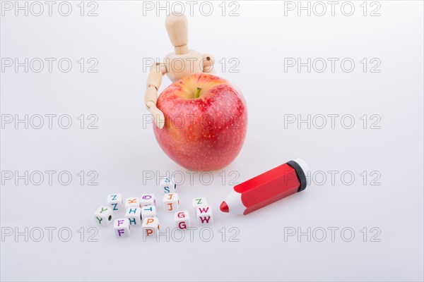 Back to school theme with a red apple