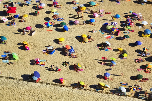 View from above of anonymous crowd