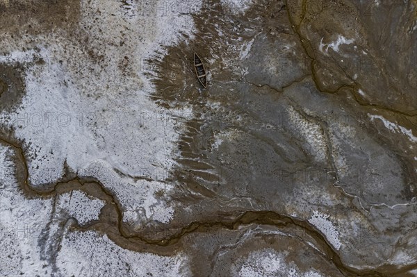 Aerial of the salty grounds of the Aral lake