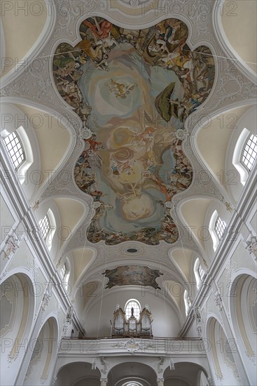 Ceiling fresco with organ loft of the parish church of St. George