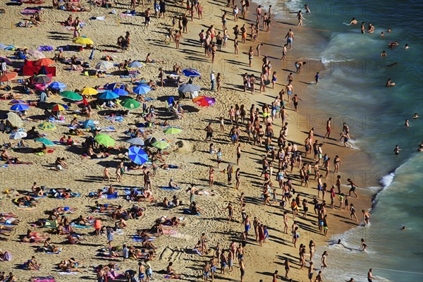 View from above of anonymous crowd