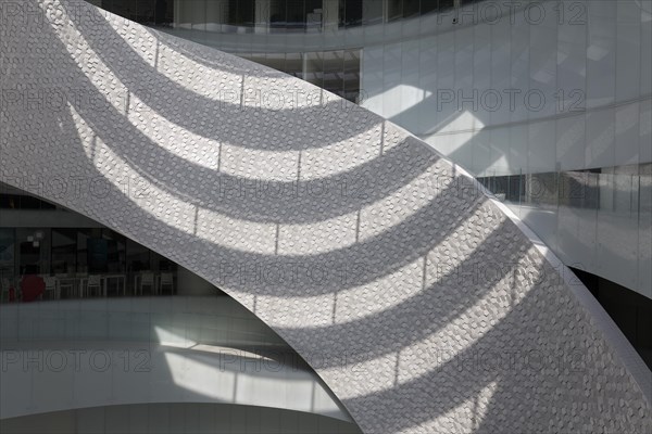 Futuristic atrium with light and shadow