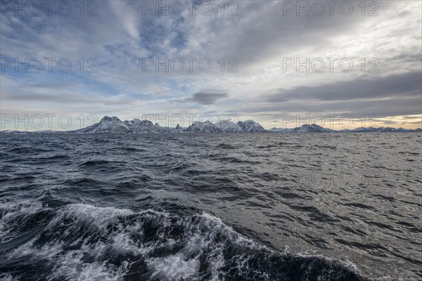 Rough sea in the Westfjord off Henningsvaer