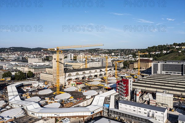 Stuttgart main station. Construction site Stuttgart 21 with Bonatzbau and platform hall