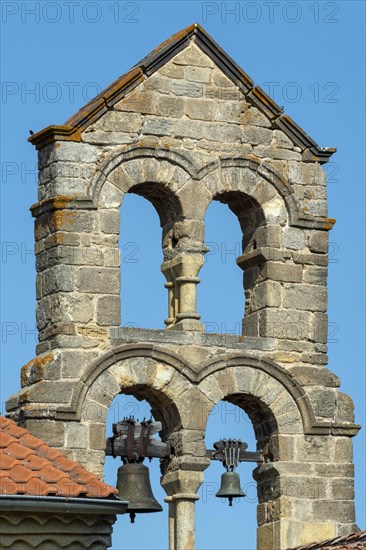 Esteil village. Church Saint Jean. Livradois-Forez Regional Nature Park. Puy de Dome department. Auvergne-Rhone-Alpes. France