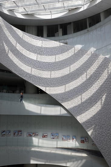 Futuristic atrium with light and shadow